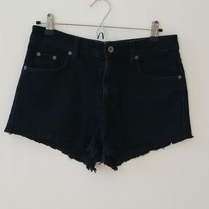 High Waist Black Jeans Short